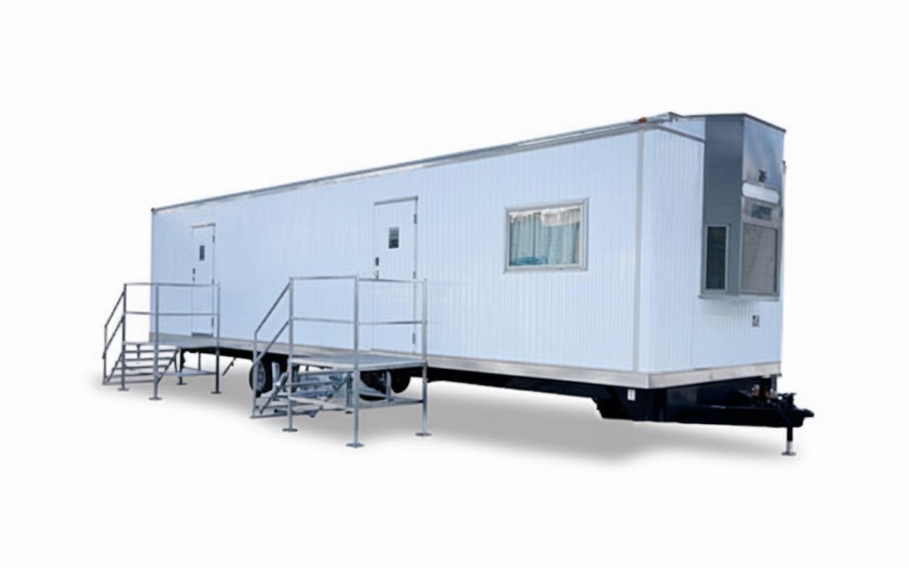 office trailers can include amenities such as heating and air conditioning, bathrooms, and kitchenettes