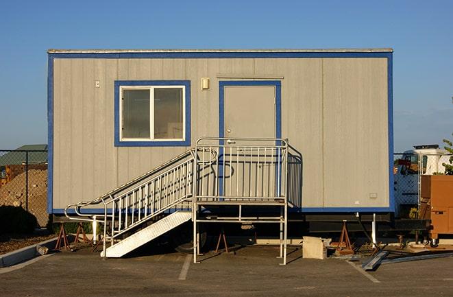 temporary office trailers positioned at a worksite